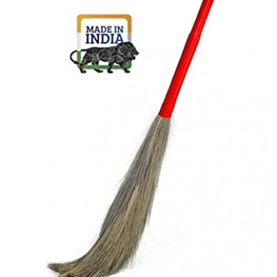 Soft Grass Broom Stick for Home Plastic Handle I Jumbo Size I Eco-Friendly (Phool Jhadu, jadu, Mop)