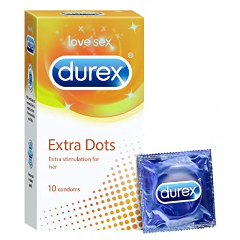 Durex Extra Dotted Condoms for Men - 10 Count | Ribbed and Dotted for Extra Stimulation