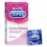 Durex Extra Ribbed Condoms for Men - 10 Count |Ribbed and Dotted for Extra Stimulation