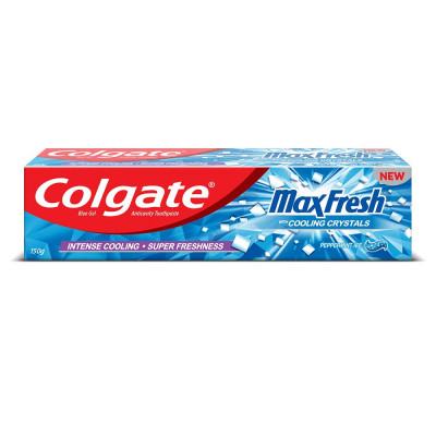 Colgate MaxFresh Breath Freshner Cavity Protection Toothpaste, 150g, Peppermint Ice, Blue Gel Paste with Menthol, Coolin