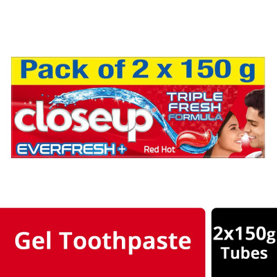 Closeup Ever Fresh+ Gel Red Hot Toothpaste, 300 gm (2 x 150 gm)