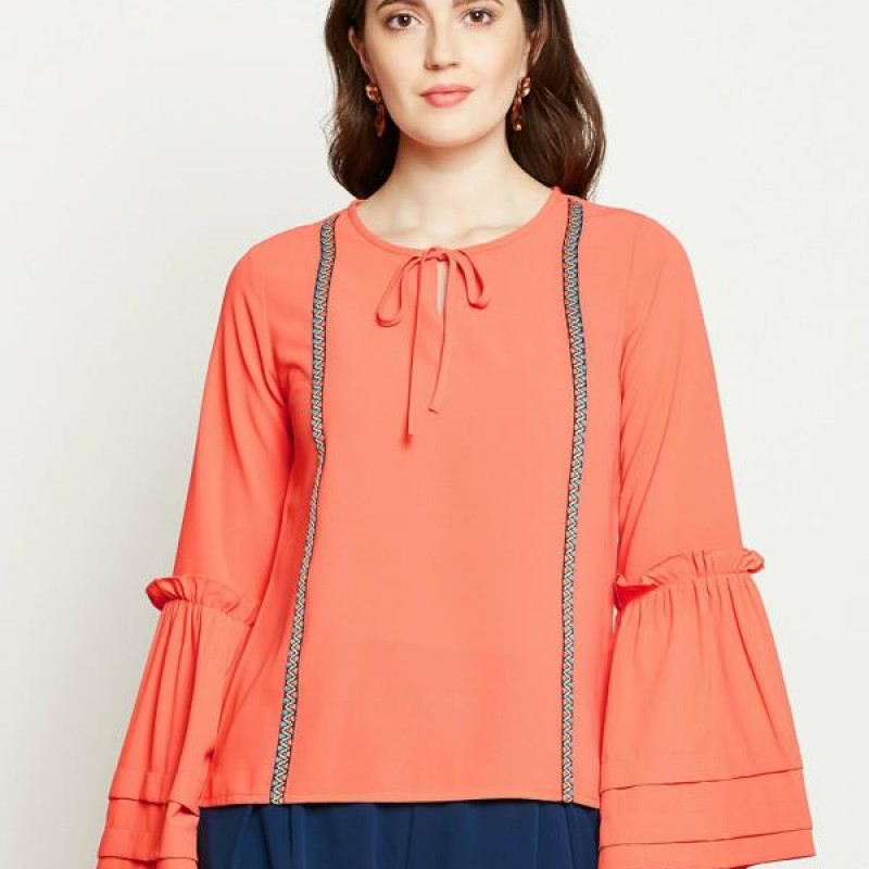 Women Green Solid Top