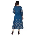 Women Dark Blue Abstract Rayon Kurta