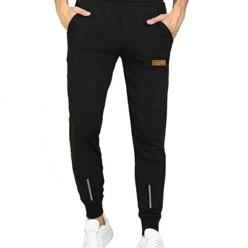 Men Black Solid Lycra Blend Track Pant